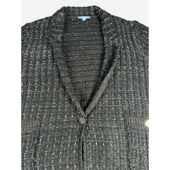 NWT Draper James Metallic Yarn Cardigan With Blazer Details XL Black Gold Chic - Picture 3 of 9